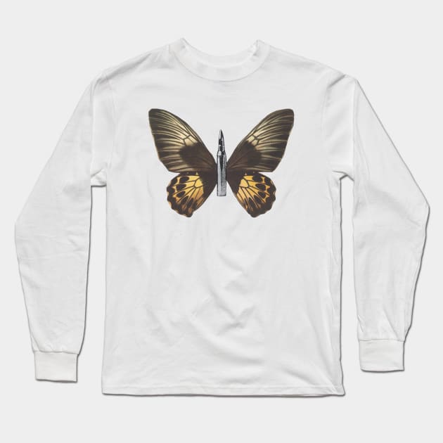 Bullet With Butterfly Wings Long Sleeve T-Shirt by artpirate